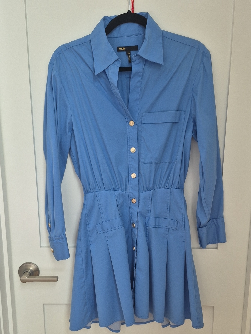 Maje Long-Sleeve Button Front Shirtdress